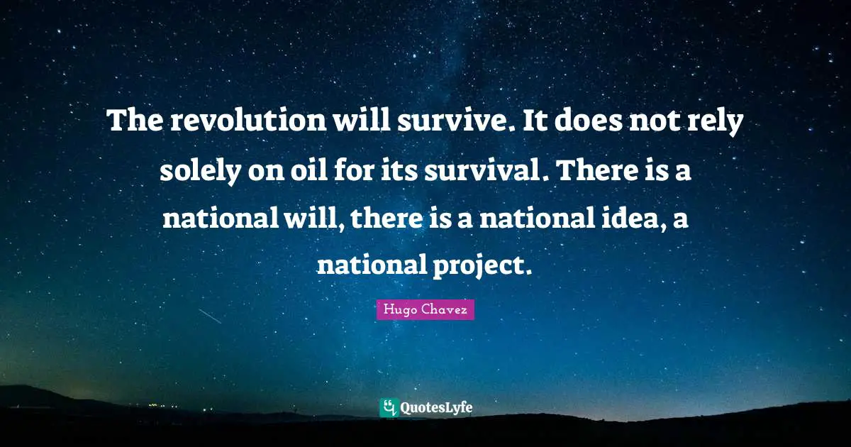 The revolution will survive. It does not rely solely on oil for its survival. There is a national will, there is a national idea, a national project.
