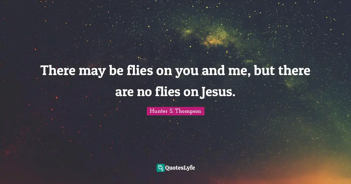 There may be flies on you and me, but there are no flies on Jesus.