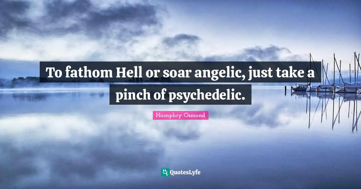 To fathom Hell or soar angelic, just take a pinch of psychedelic.