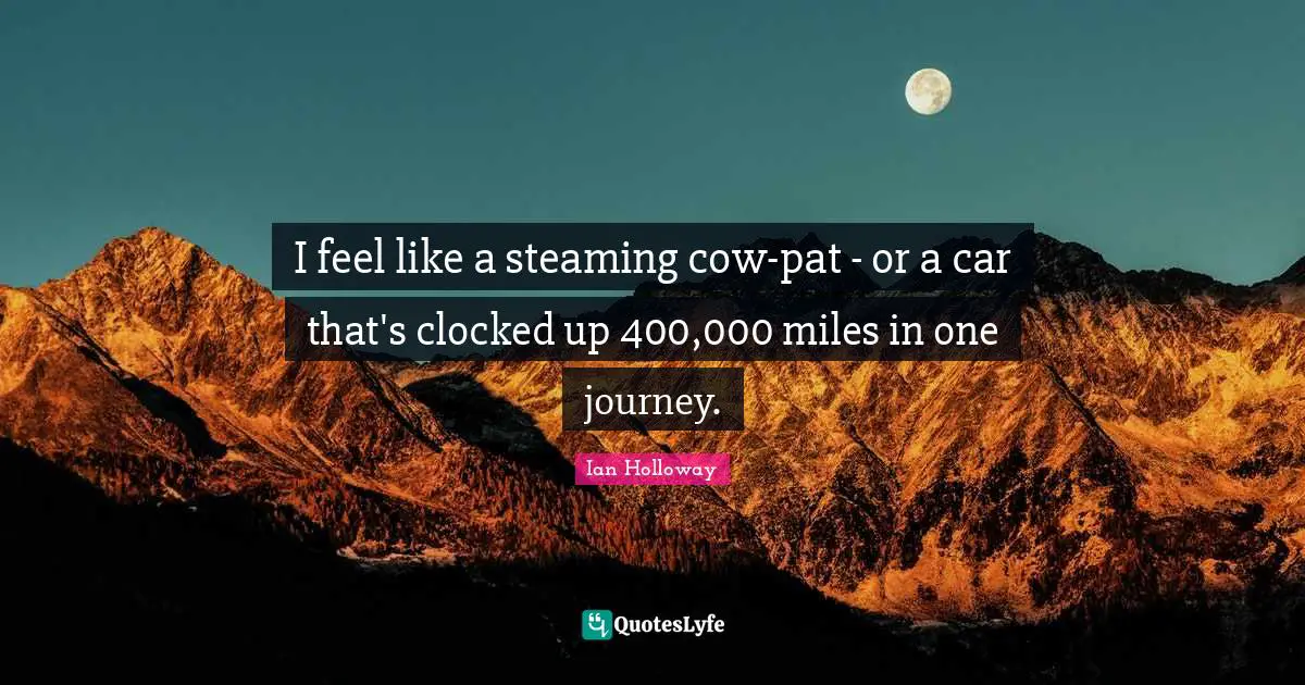I feel like a steaming cow-pat - or a car that's clocked up 400,000 miles in one journey.