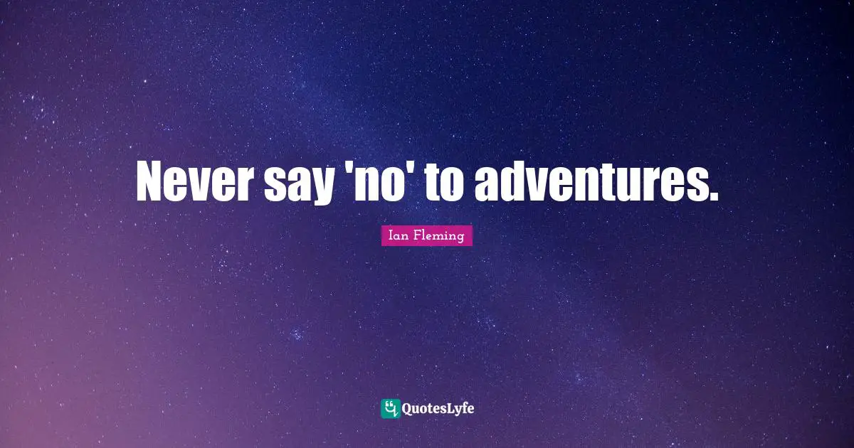 Never say 'no' to adventures.