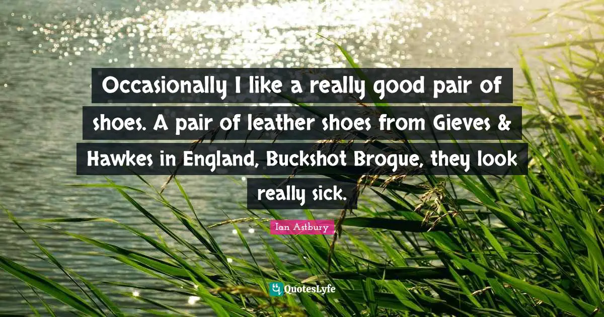 Occasionally I like a really good pair of shoes. A pair of leather shoes from Gieves & Hawkes in England, Buckshot Brogue, they look really sick.