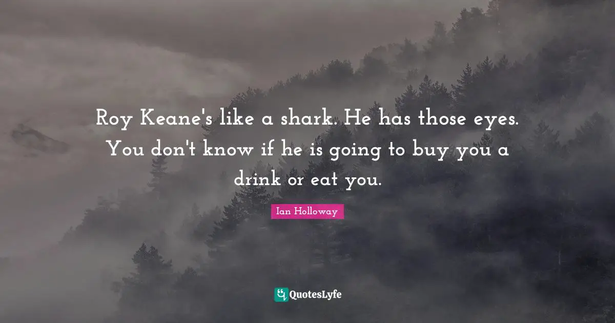 Roy Keane's like a shark. He has those eyes. You don't know if he is going to buy you a drink or eat you.