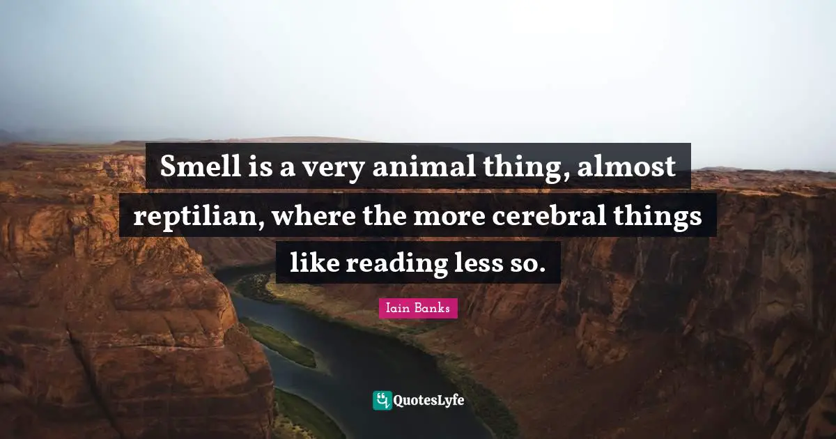 Cerebral Quotes: "Smell is a very animal thing, almost reptilian, where the more cerebral things like reading less so."