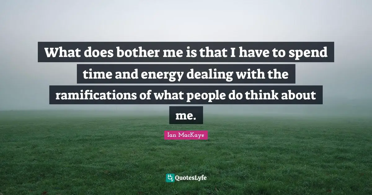 Ian MacKaye Quotes: "What does bother me is that I have to spend time and energy dealing with the ramifications of what people do think about me."
