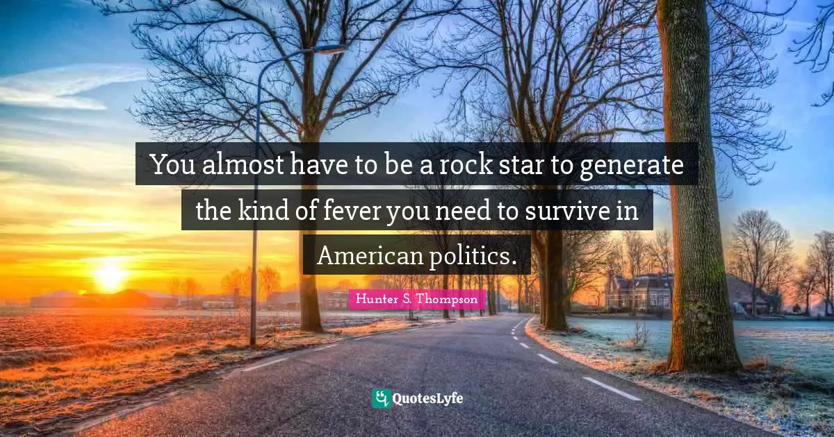 You almost have to be a rock star to generate the kind of fever you need to survive in American politics.