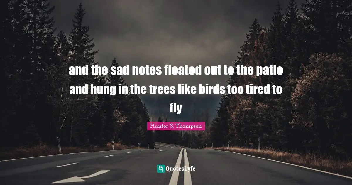and the sad notes floated out to the patio and hung in the trees like birds too tired to fly