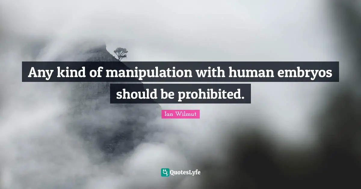 Manipulation Quotes: "Any kind of manipulation with human embryos should be prohibited."