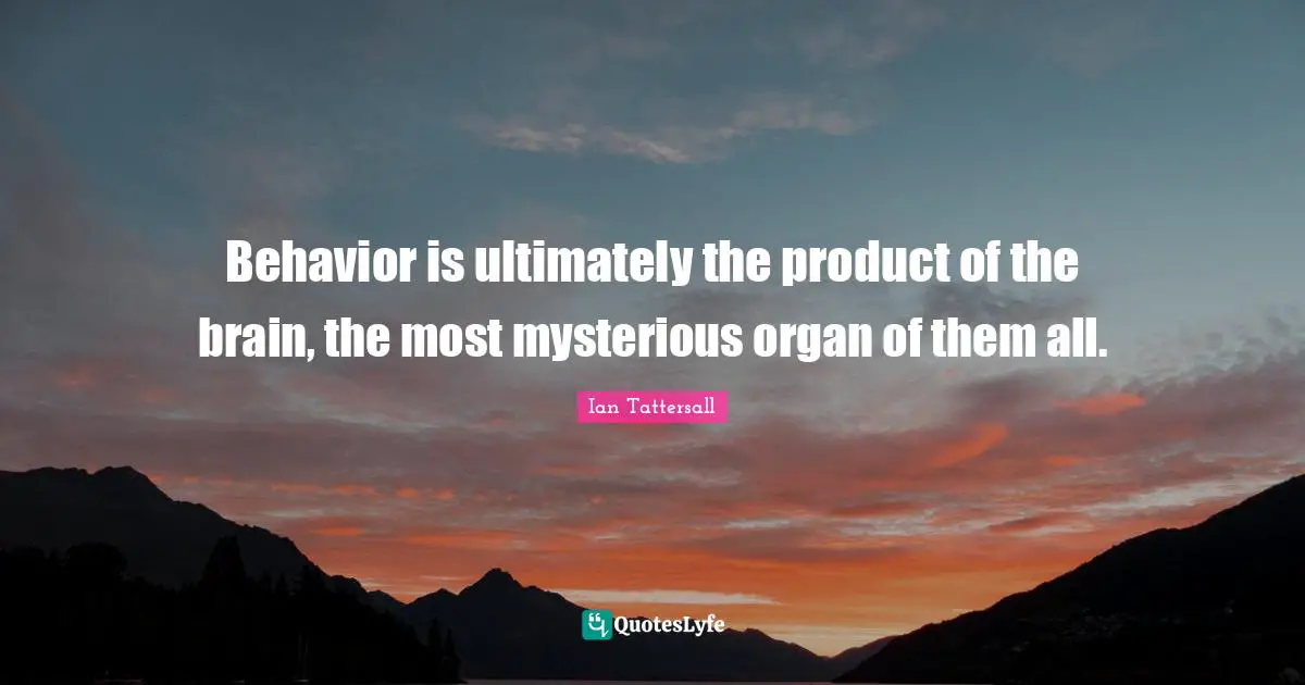 Behavior is ultimately the product of the brain, the most mysterious organ of them all.