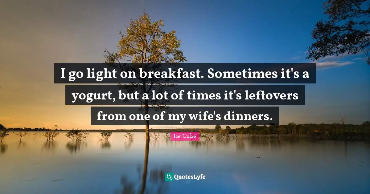 Yogurt Quotes: "I go light on breakfast. Sometimes it's a yogurt, but a lot of times it's leftovers from one of my wife's dinners."