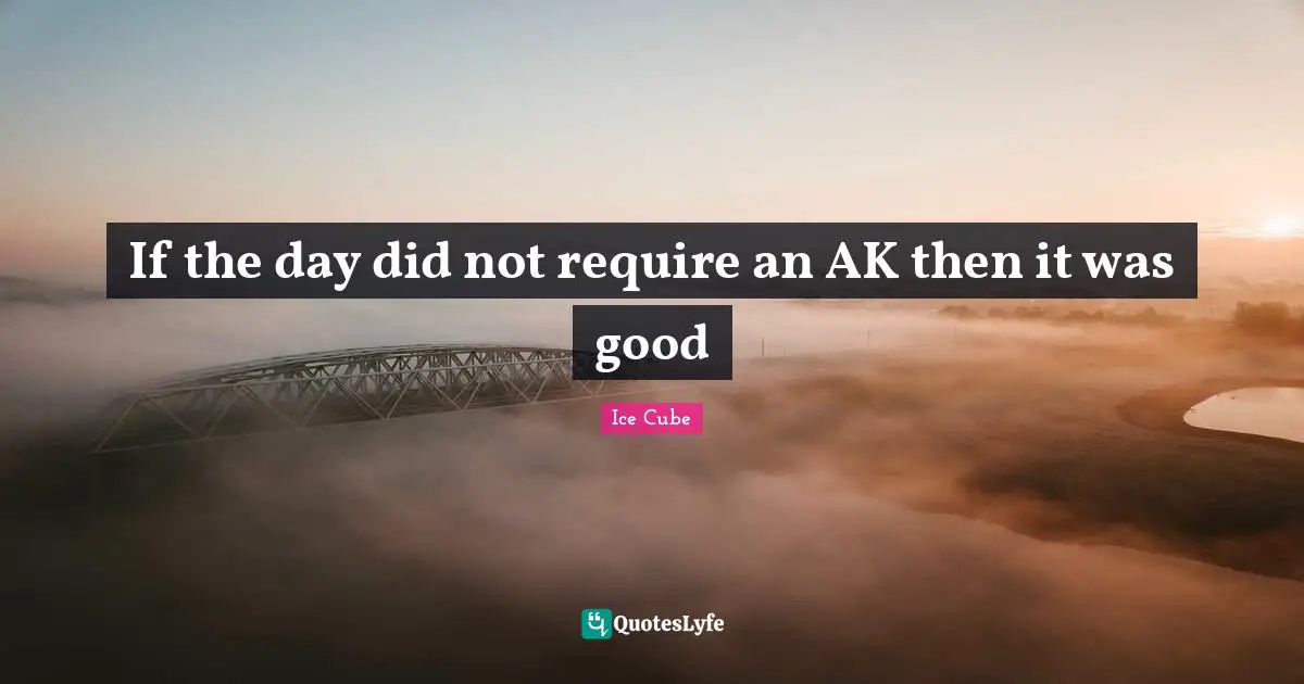 Ice Cube Quotes: "If the day did not require an AK then it was good"
