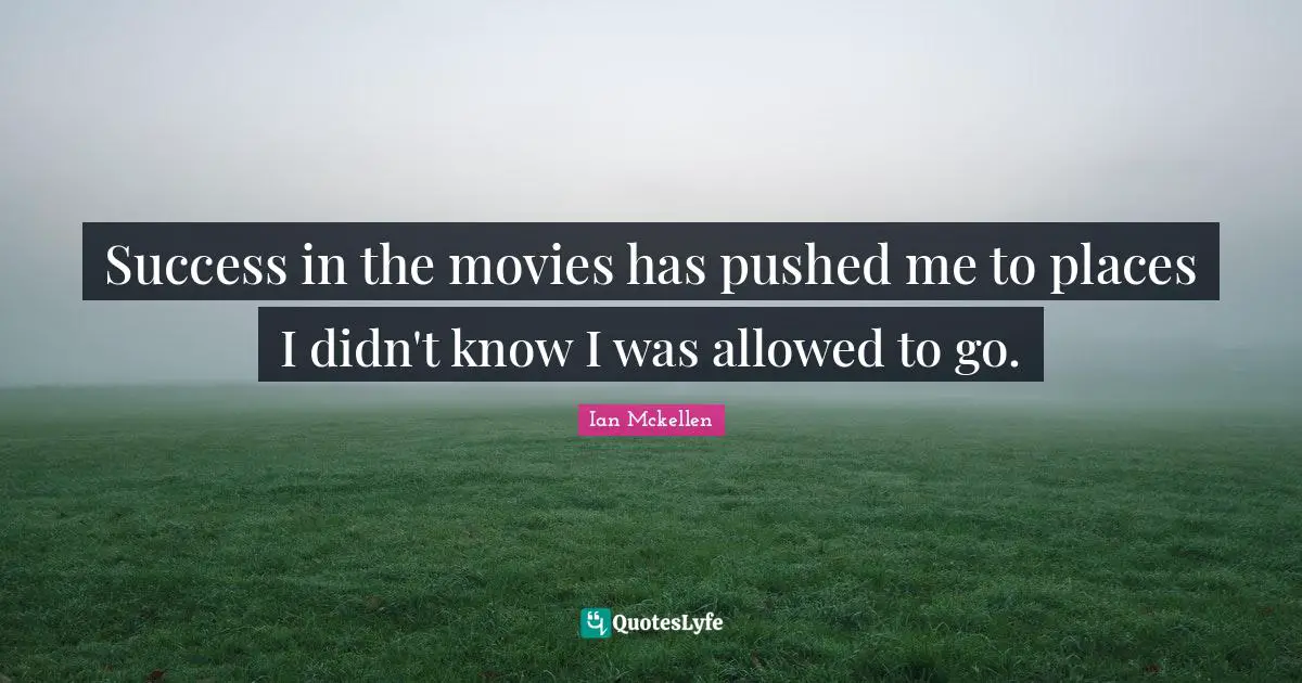 Ian Mckellen Quotes: "Success in the movies has pushed me to places I didn't know I was allowed to go."