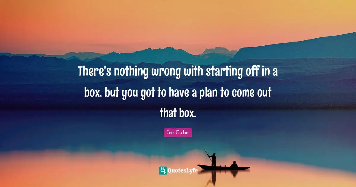 Ice Cube Quotes: "There's nothing wrong with starting off in a box, but you got to have a plan to come out that box."