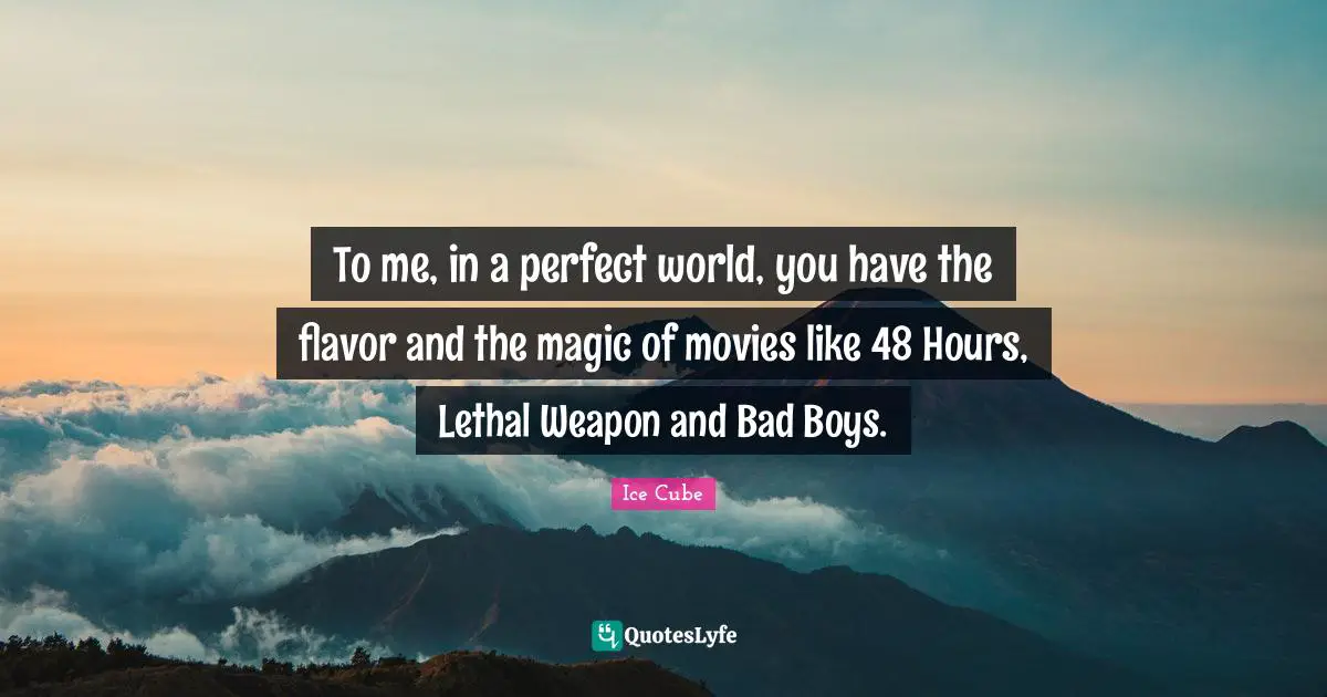 Flavor Quotes: "To me, in a perfect world, you have the flavor and the magic of movies like 48 Hours, Lethal Weapon and Bad Boys."