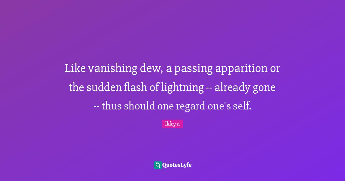 Lightning Quotes: "Like vanishing dew, a passing apparition or the sudden flash of lightning -- already gone -- thus should one regard one's self."