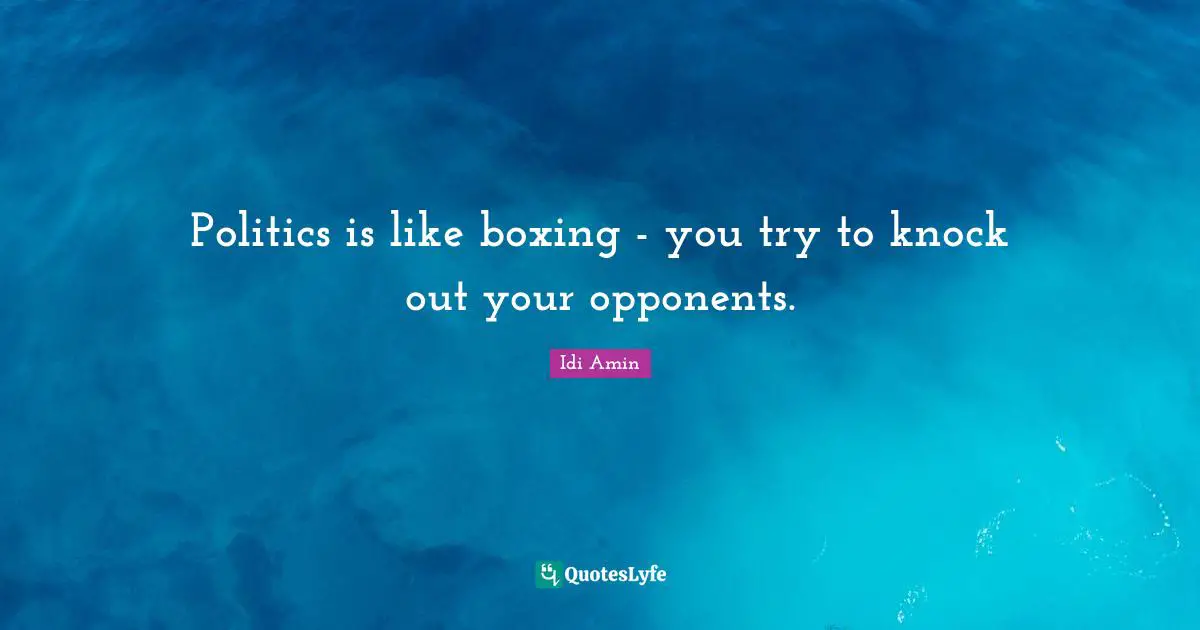 Trying Quotes: "Politics is like boxing - you try to knock out your opponents."