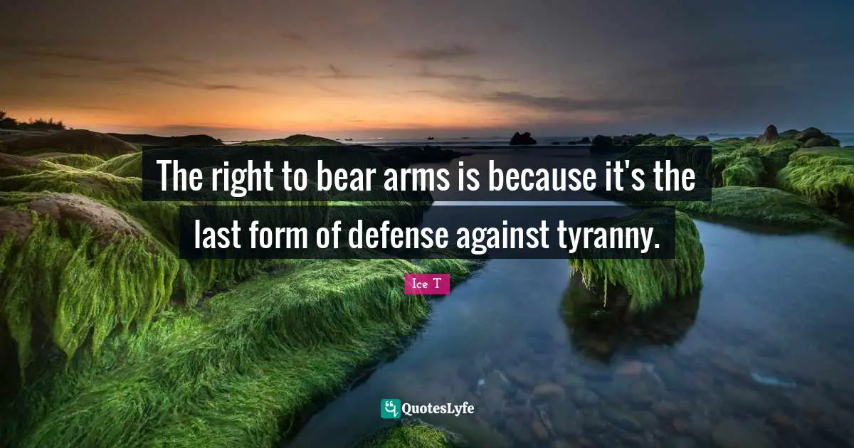 The right to bear arms is because it's the last form of defense against tyranny.
