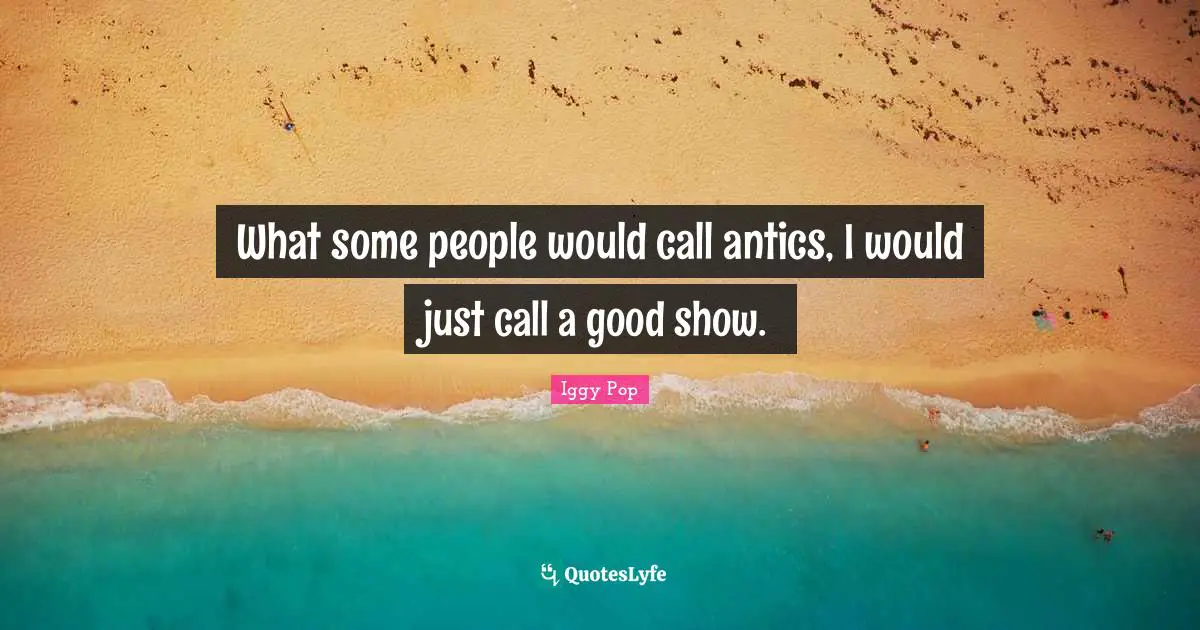 Iggy Pop Quotes: "What some people would call antics, I would just call a good show."