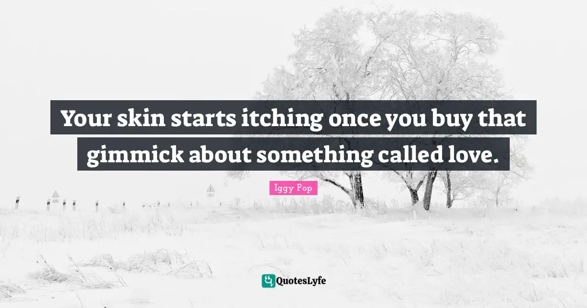 Iggy Pop Quotes: "Your skin starts itching once you buy that gimmick about something called love."