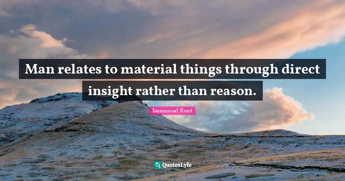 Man relates to material things through direct insight rather than reason.