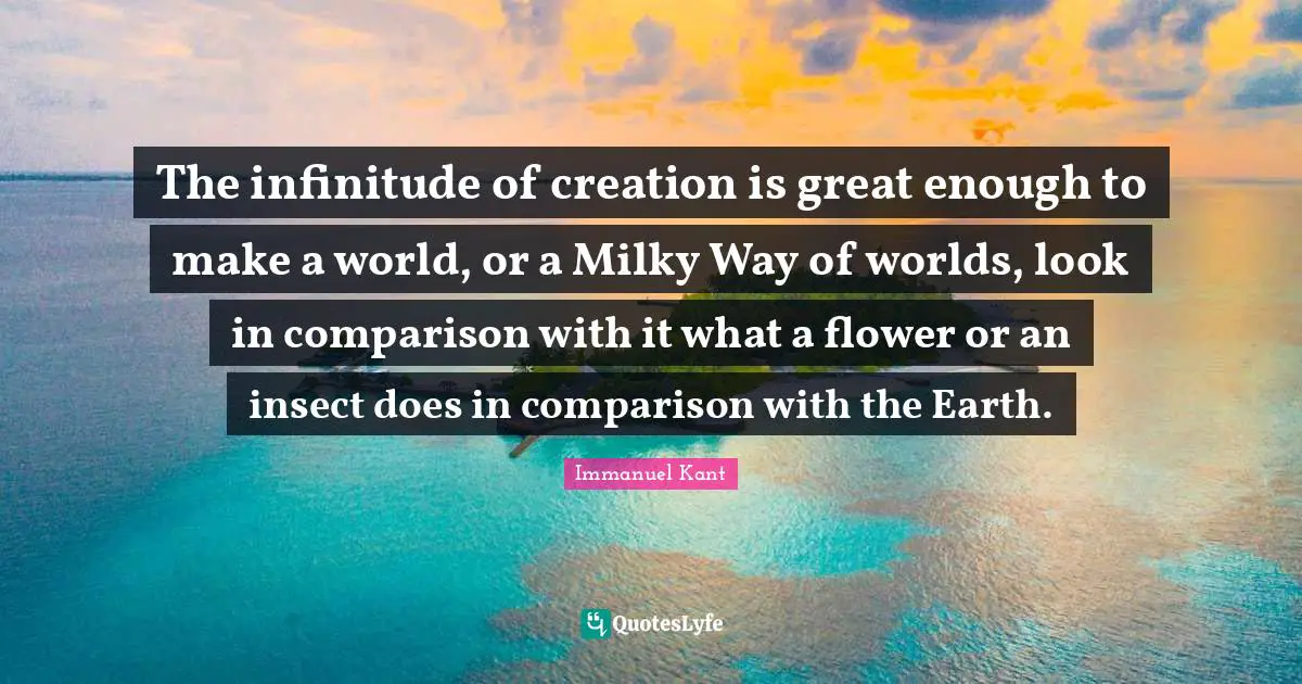 The infinitude of creation is great enough to make a world, or a Milky Way of worlds, look in comparison with it what a flower or an insect does in comparison with the Earth.