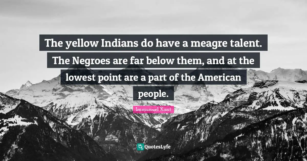 The yellow Indians do have a meagre talent. The Negroes are far below them, and at the lowest point are a part of the American people.