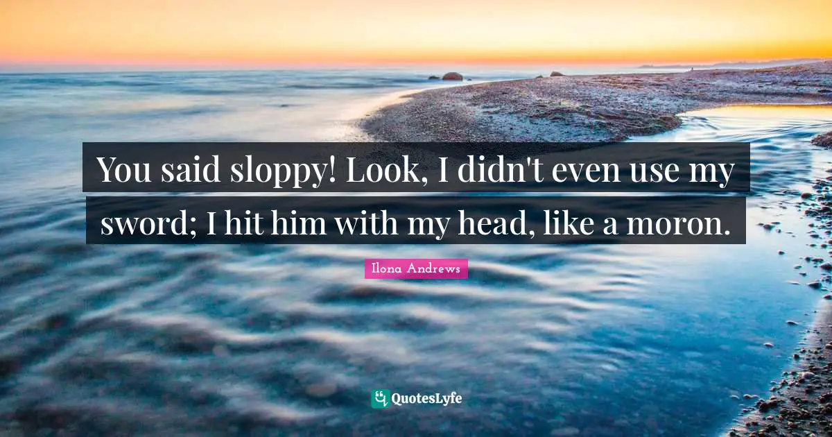 You said sloppy! Look, I didn't even use my sword; I hit him with my head, like a moron.