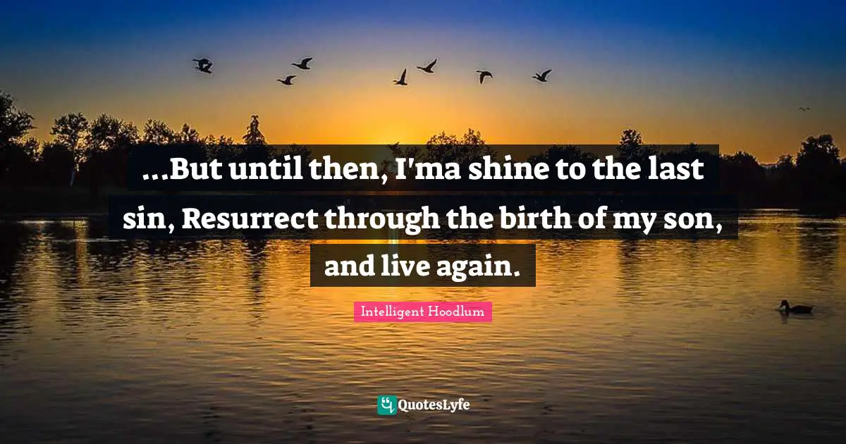 ...But until then, I'ma shine to the last sin, Resurrect through the birth of my son, and live again.