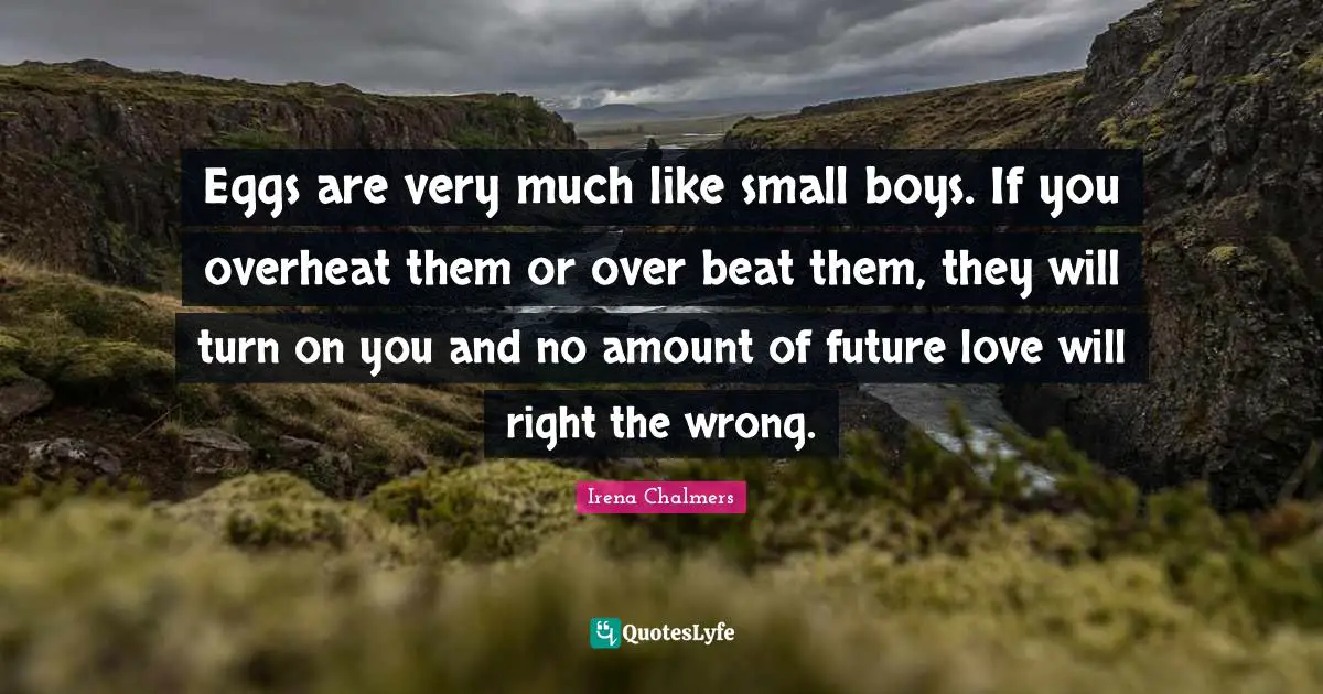 Eggs are very much like small boys. If you overheat them or over beat them, they will turn on you and no amount of future love will right the wrong.