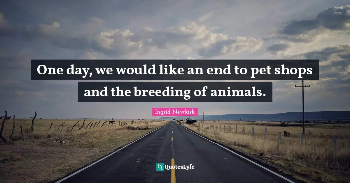 Ingrid Newkirk Quotes: "One day, we would like an end to pet shops and the breeding of animals."