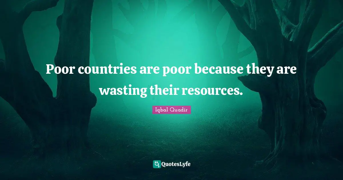 Poor countries are poor because they are wasting their resources.