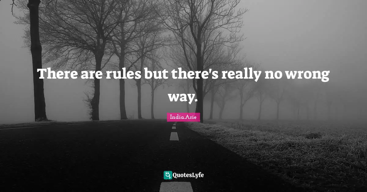 India Arie Quotes: "There are rules but there's really no wrong way."