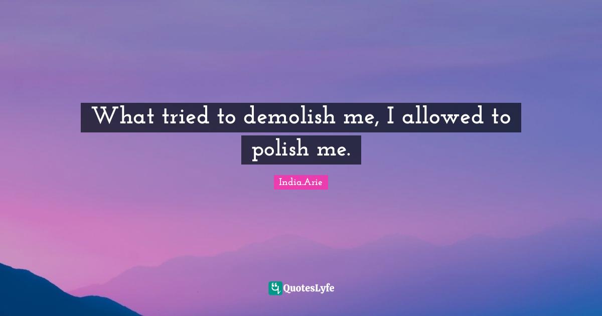 What tried to demolish me, I allowed to polish me.