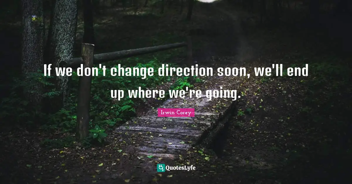 If we don't change direction soon, we'll end up where we're going.