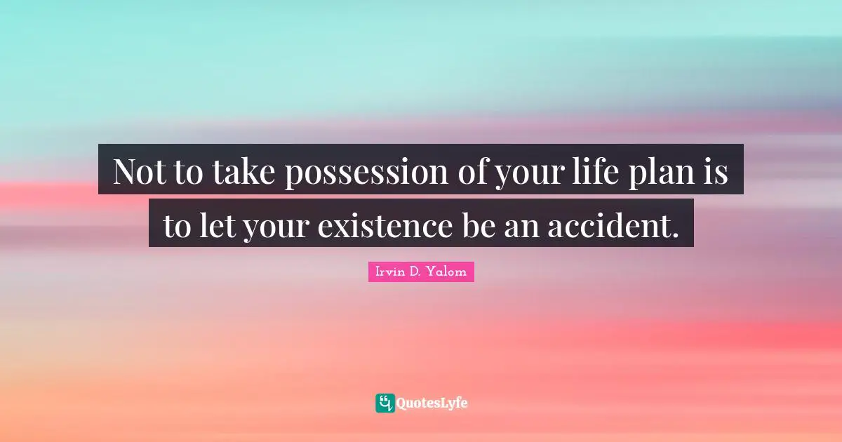 Not to take possession of your life plan is to let your existence be an accident.