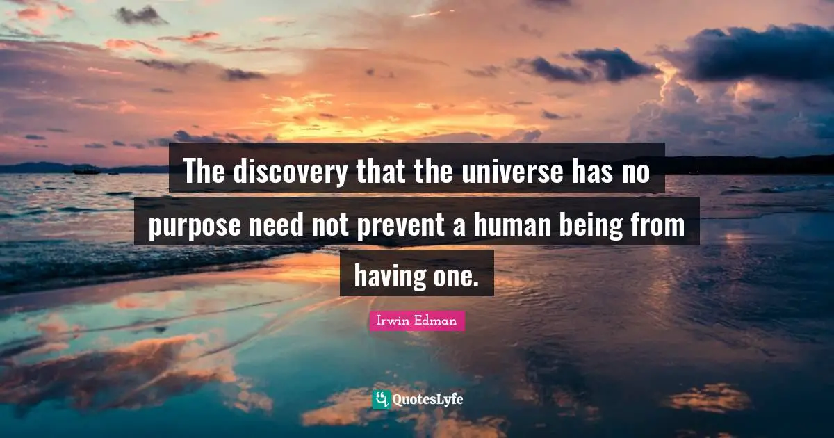 The discovery that the universe has no purpose need not prevent a human being from having one.