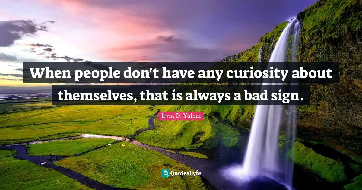 When people don't have any curiosity about themselves, that is always a bad sign.