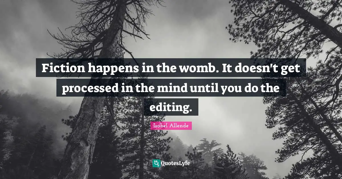 Fiction happens in the womb. It doesn't get processed in the mind until you do the editing.
