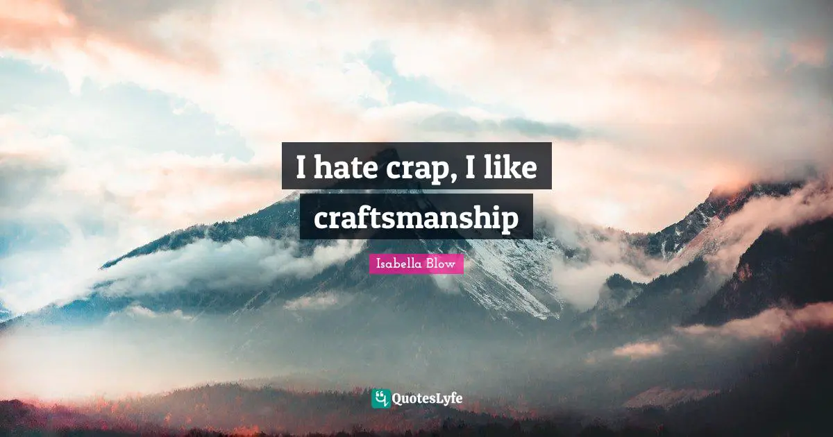 Craftsmanship Quotes: "I hate crap, I like craftsmanship"