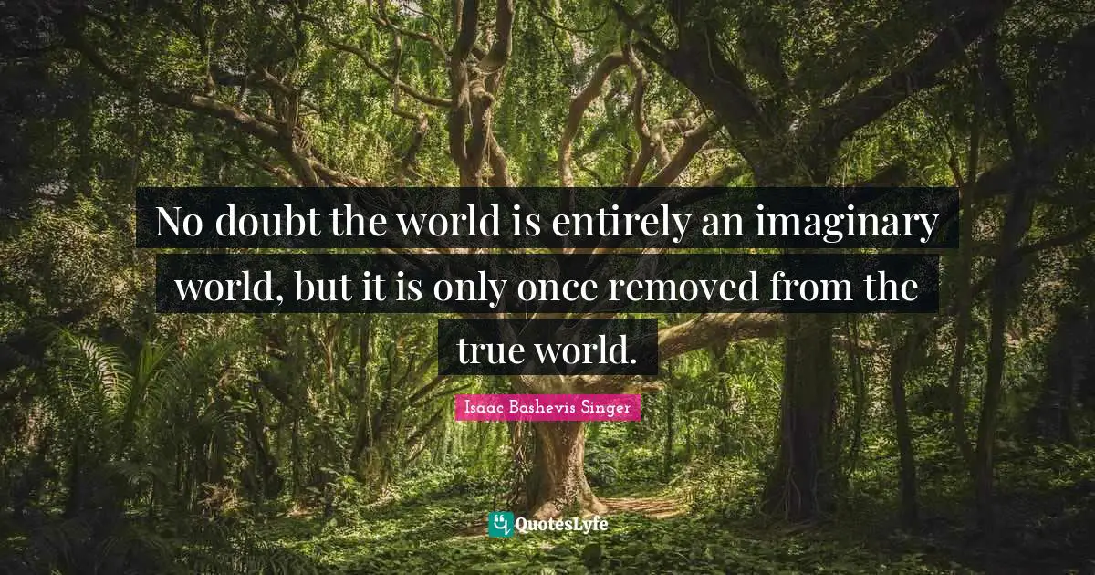 No doubt the world is entirely an imaginary world, but it is only once removed from the true world.