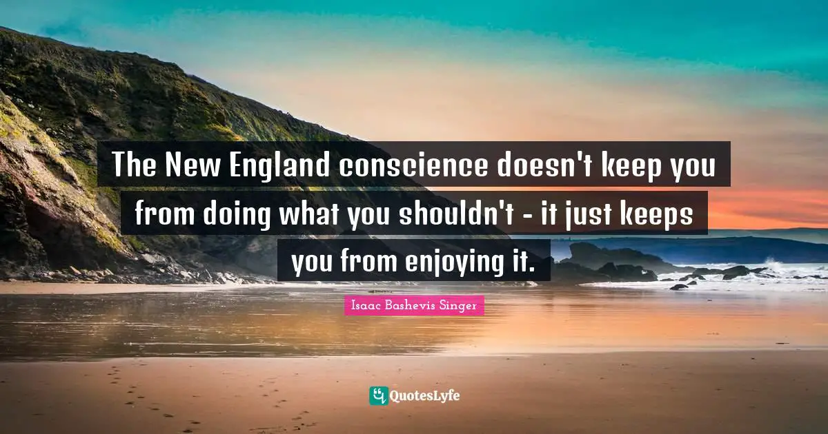 The New England conscience doesn't keep you from doing what you shouldn't - it just keeps you from enjoying it.