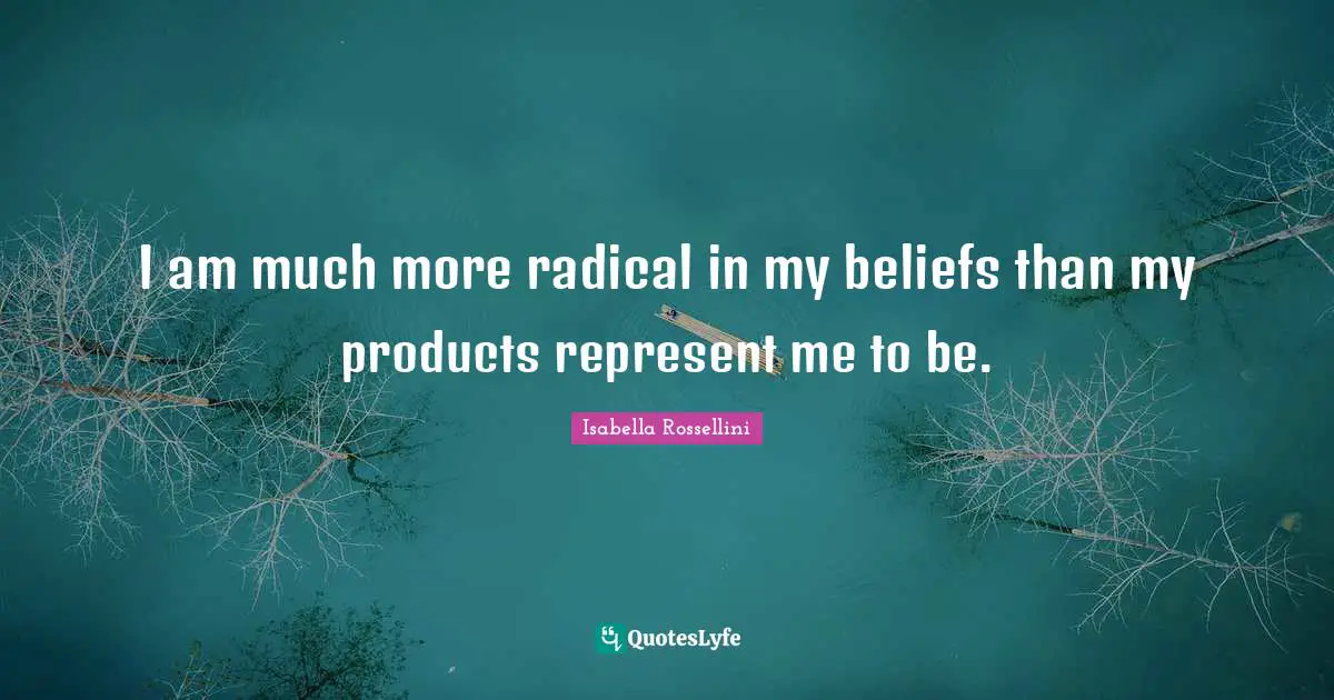 I am much more radical in my beliefs than my products represent me to be.