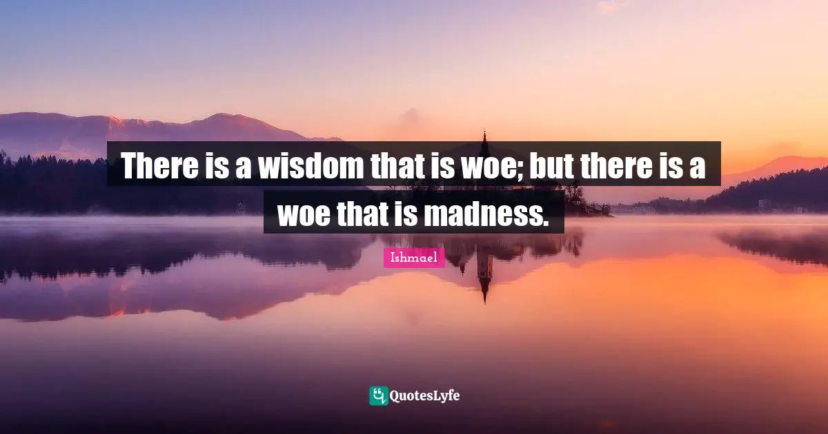 There is a wisdom that is woe; but there is a woe that is madness.