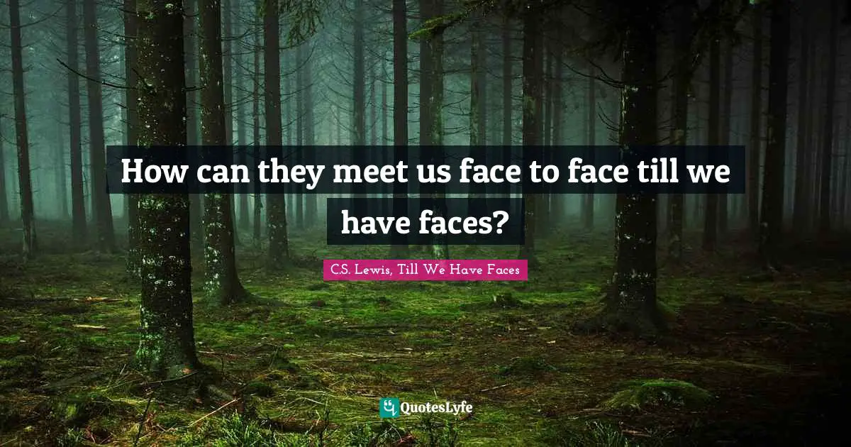 How can they meet us face to face till we have faces?