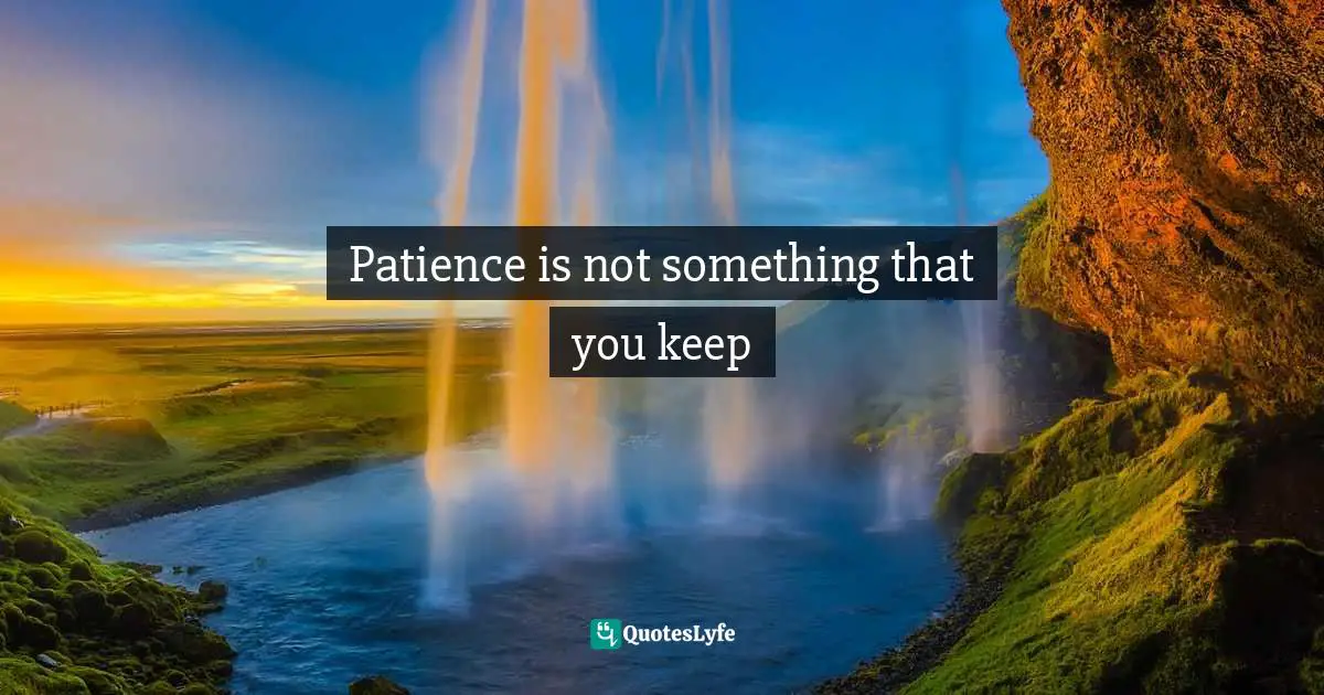 Patience is not something that you keep
