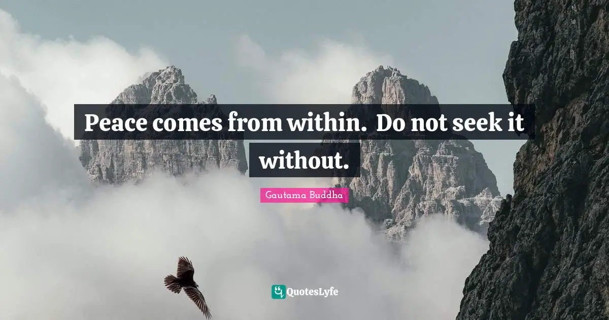 Gautama Buddha Quotes: Peace comes from within.  Do not seek it without.