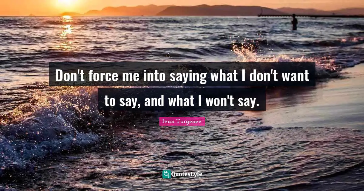 Don't force me into saying what I don't want to say, and what I won't say.
