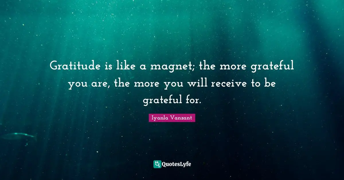 Iyanla Vanzant Quotes: "Gratitude is like a magnet; the more grateful you are, the more you will receive to be grateful for."