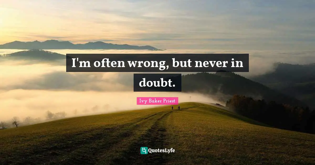 I'm often wrong, but never in doubt.