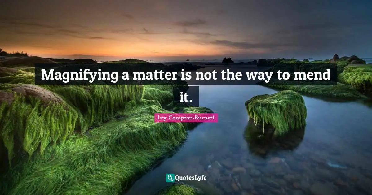 Magnifying a matter is not the way to mend it.